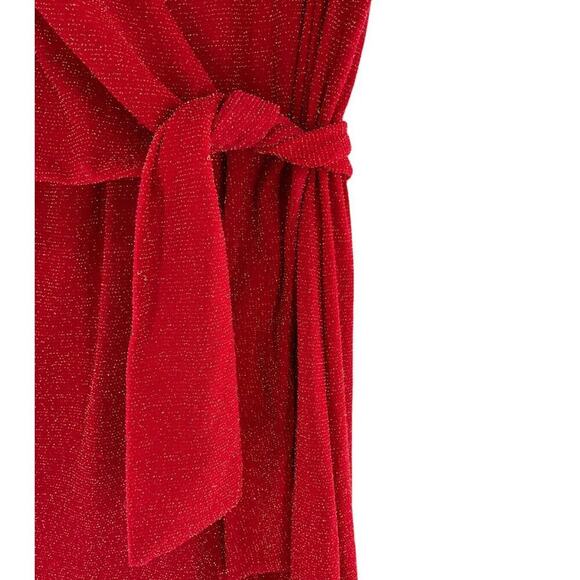 Vintage Virgo Dress Womens Size 8 Red Sparkly Christmas Valentines Maxi FauxWrap - Picture 7 of 9